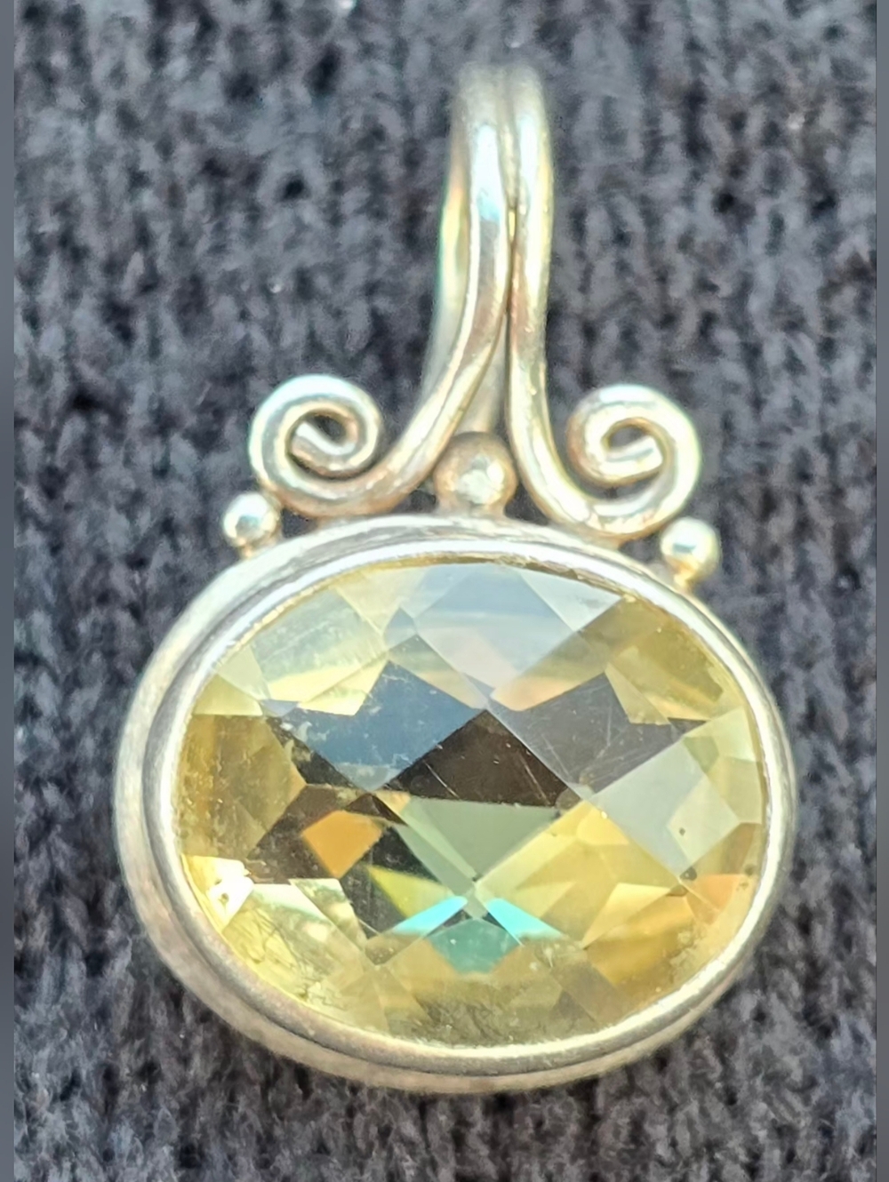 Lemon Quartz Silver Pendant Charm